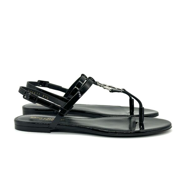 Saint Laurent Cassandra 05 Strass Crystal YSL Thong T Strap Flat Sandals - Picture 10 of 16